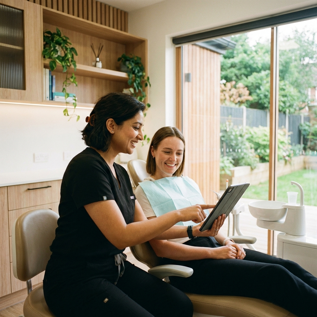 Dentist consulting with a patient